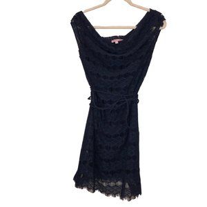 calypso st. barth CRUISE WEAR navy blue all lace broderie anglaise dress…